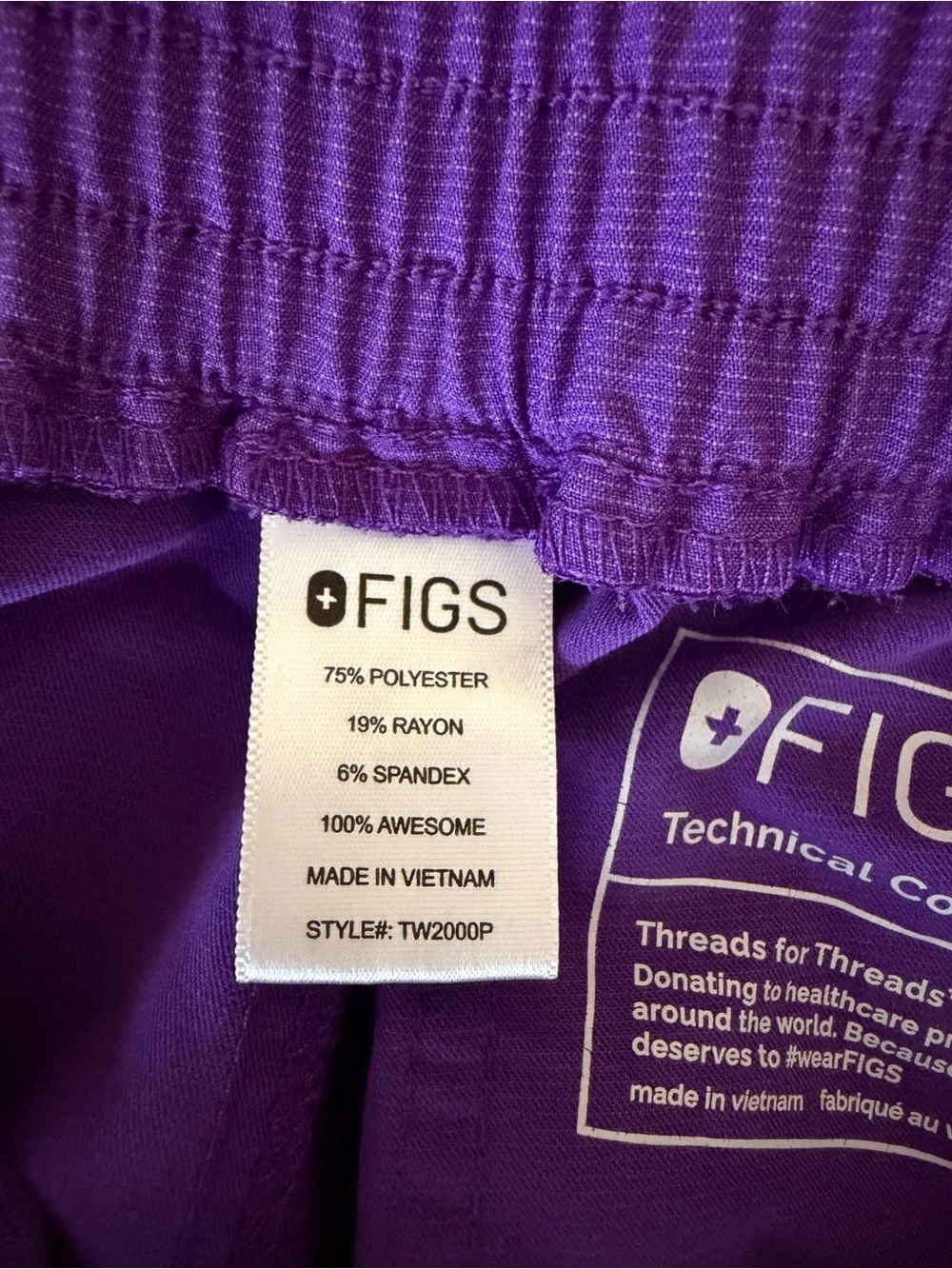 Figs Slim Leg Ultra Violet Purple Yola Scrub Pants Size S/P PO 1651 - Picture 8 of 12
